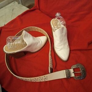 White Leather Women's Mules